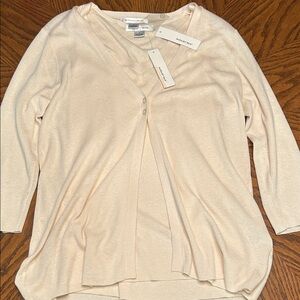 august silk beige V-Neck shell tank and cardigan set